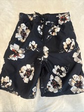 Boys Size 14/16 Black Floral Brand Kanu Surf Swim Board Trunks