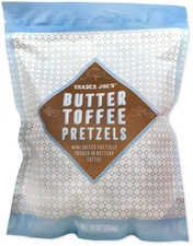 Trader Joe's 10 oz. BUTTER TOFFEE PRETZELS Mini Salted Limited Edition BB 8/2026