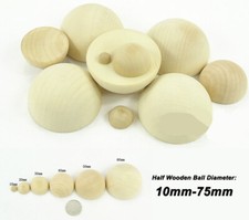 Natural Wooden Craft Semicircle Balls DIY Split Half Halved Wood Balls 10mm-75mm