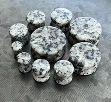 PAIR Black Sesame Natural Stone Double Flare Plugs Organic Earlets Gauges