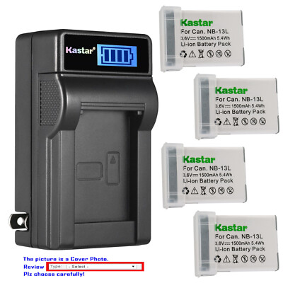 Kastar Battery LCD Wall Charger for Canon NB-13L CB-2LH & Canon PowerShot G7 X