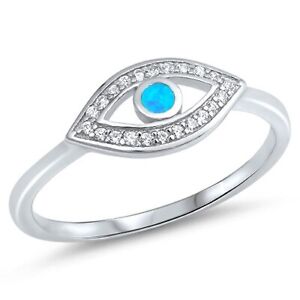Sterling Silver 925 PEAR DESIGN LIGHT BLUE LAB OPAL CLEAR CZ ENGAGEMENT RING 