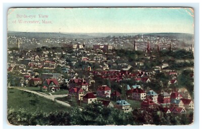 1911 Birds Eye View Worcester MA Massachusetts