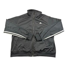 Adidas Track Jacket Full Zip Mens XL Black Stripes Under Sleeve Pockets