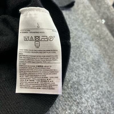 Banana Republic Men's L Large Black and Gray Merino Wool Pullover