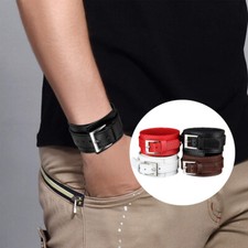 Wide Leather Cuff Bracelet Punk Leather Bangle Wrap Gothic Rock Biker Wristband