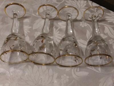 VTG MID CENTURY-SET OF 4- LIBBEY ETCHED CORDIAL SHOT LIQUOR COCKTAIL GLASSES EXC