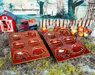 CRATE & BARREL PUMPKIN FALL CAKELET MOLDS (2) -NWT- ENJOY AUTUMN S JUST DESSERTS