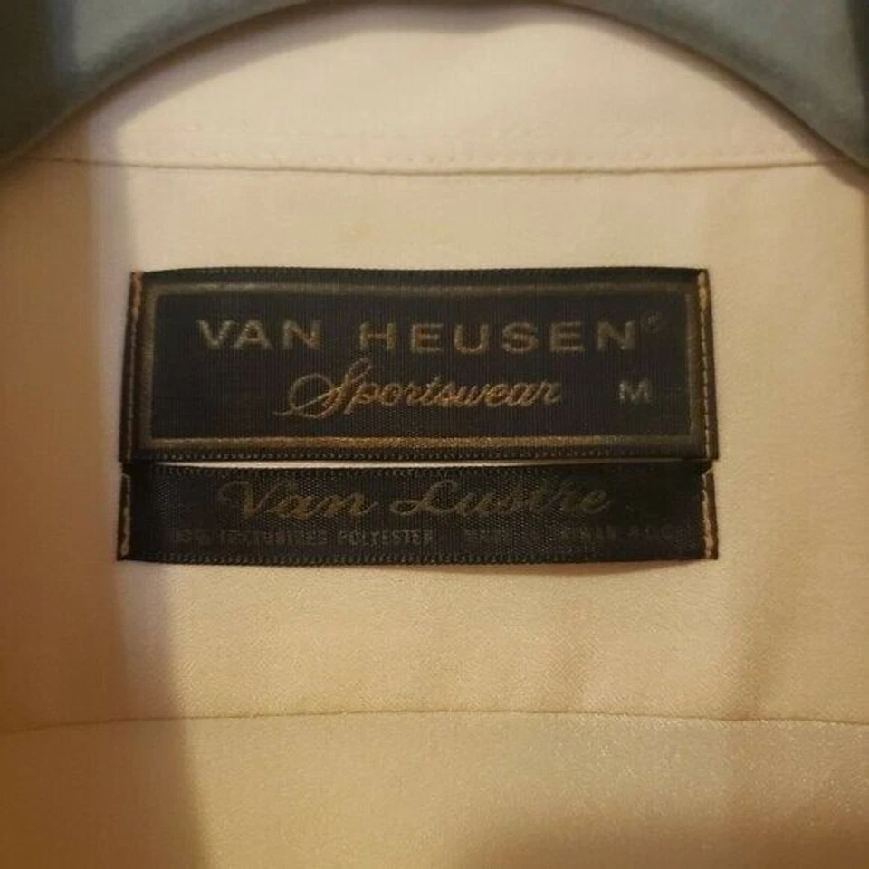Van Heusen Mens Sz M Ivory Solid Long Sleeve Dress Shirt - Image 2 of 4