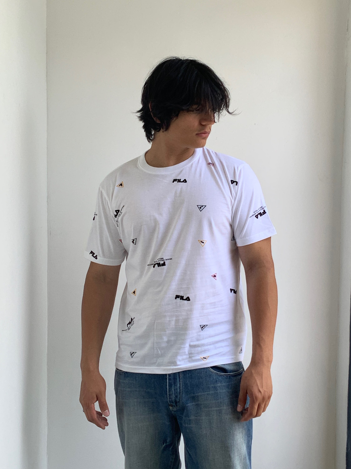 T shirt uomo Fila bianca tutto over maniche corte