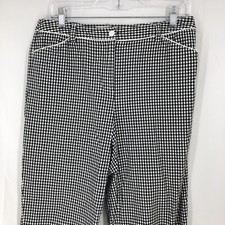 Talbots Black White Gingham Check Plaid Cropped Pants 8 32x23 