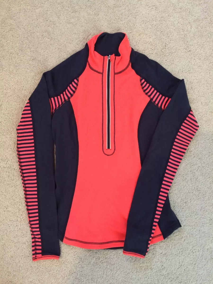 Lululemon Run U Turn Half Zip Pullover Top Sz 4 Reversible orange flare  inkwell