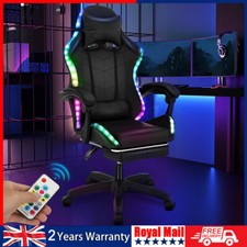 RGB Gaming Chair Racing Computer Chair with Light PU Leather Swivel Office Chair