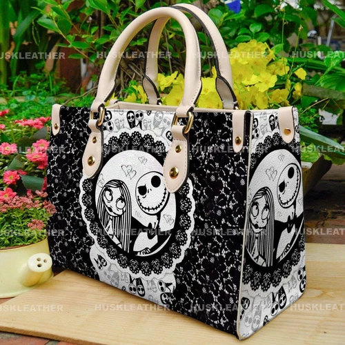Jack and Sally Nightmare Before Christmas Leather Handbag,Skellington Lover's