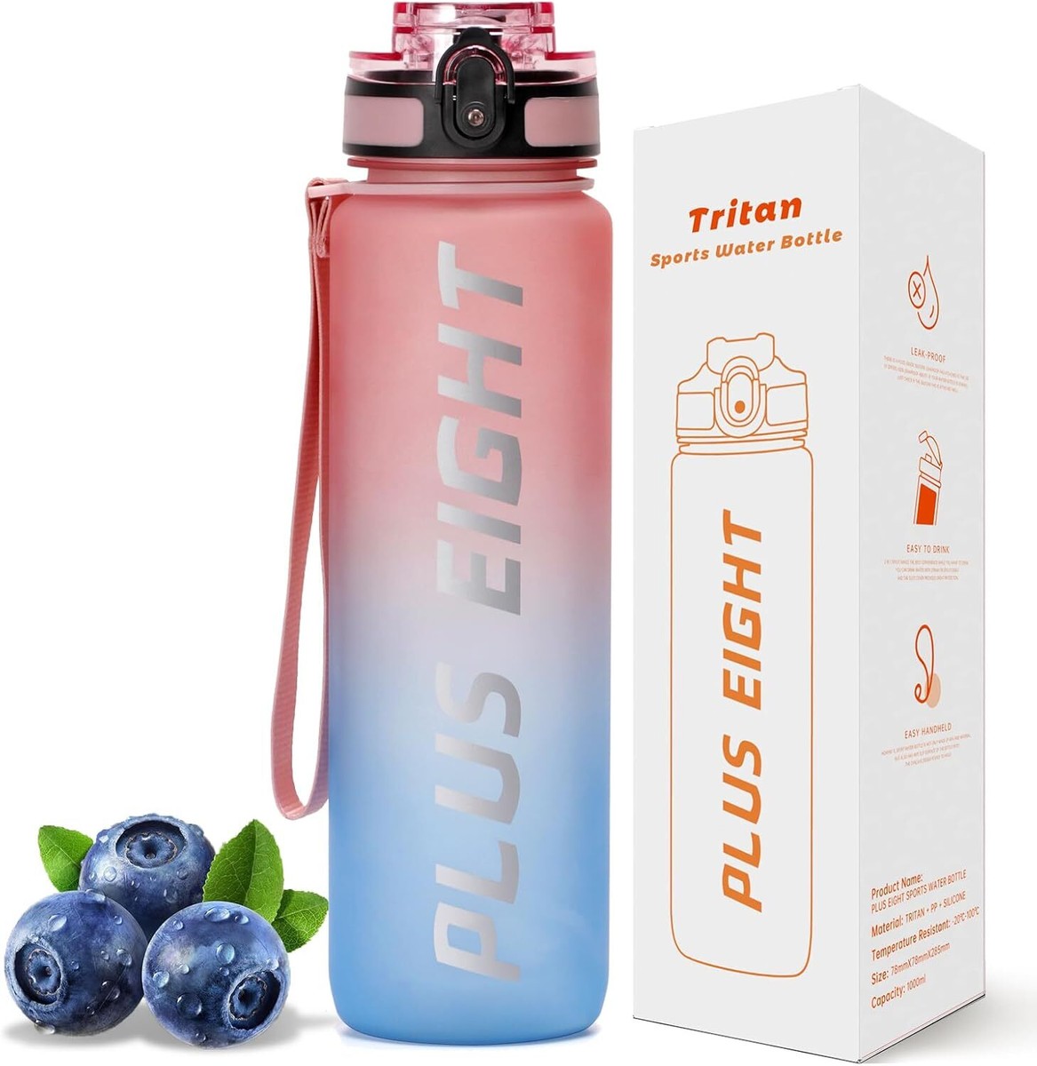 Motivational Water Bottle 32oz With Time Marker - Leakproof, Fruit Infuser, One-Hand Open, Hydration Tracker - View #2