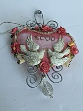 2000 Ceramic OUR 1ST CHRISTMAS TOGETHER Anniversary Christmas Ornament DOVES