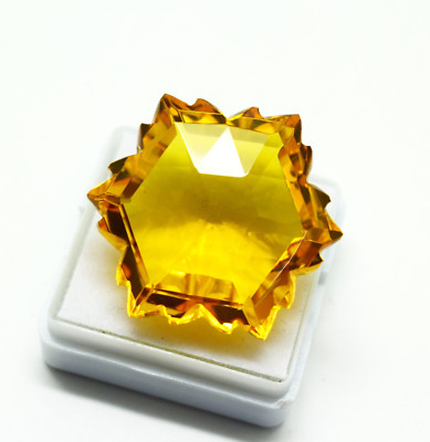 Bright Yellow Citrine Faceted Fancy Cut Gemstone 55.00 Ct For Making Jewelry