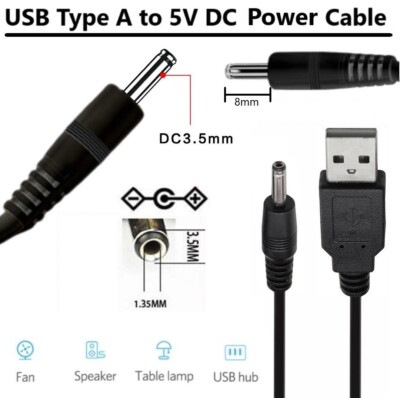 USB Auf DC 3,5 Mm Kabel, 50 Cm – 5V Stromkabel Für Lautsprecher, Ventilatoren & Kleingeräte
