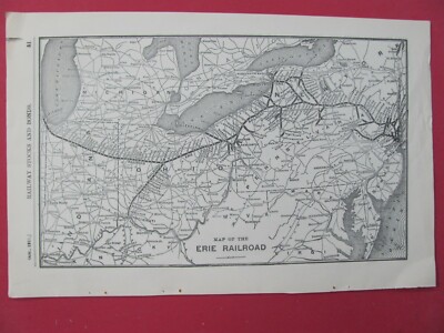 1911 ERIE RAILROAD ORIGINAL RR SYSTEM MAP ROUTES STATIONS HISTORY