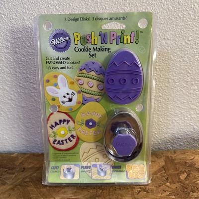 Wilton Push 'N Print Egg Shaped Cookie Making Set  New