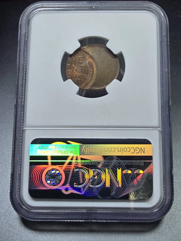 1950 D Lincoln Wheat Cent NGC MS 65 RB Mint Error Struck 50% Off Center - Image 3 of 4