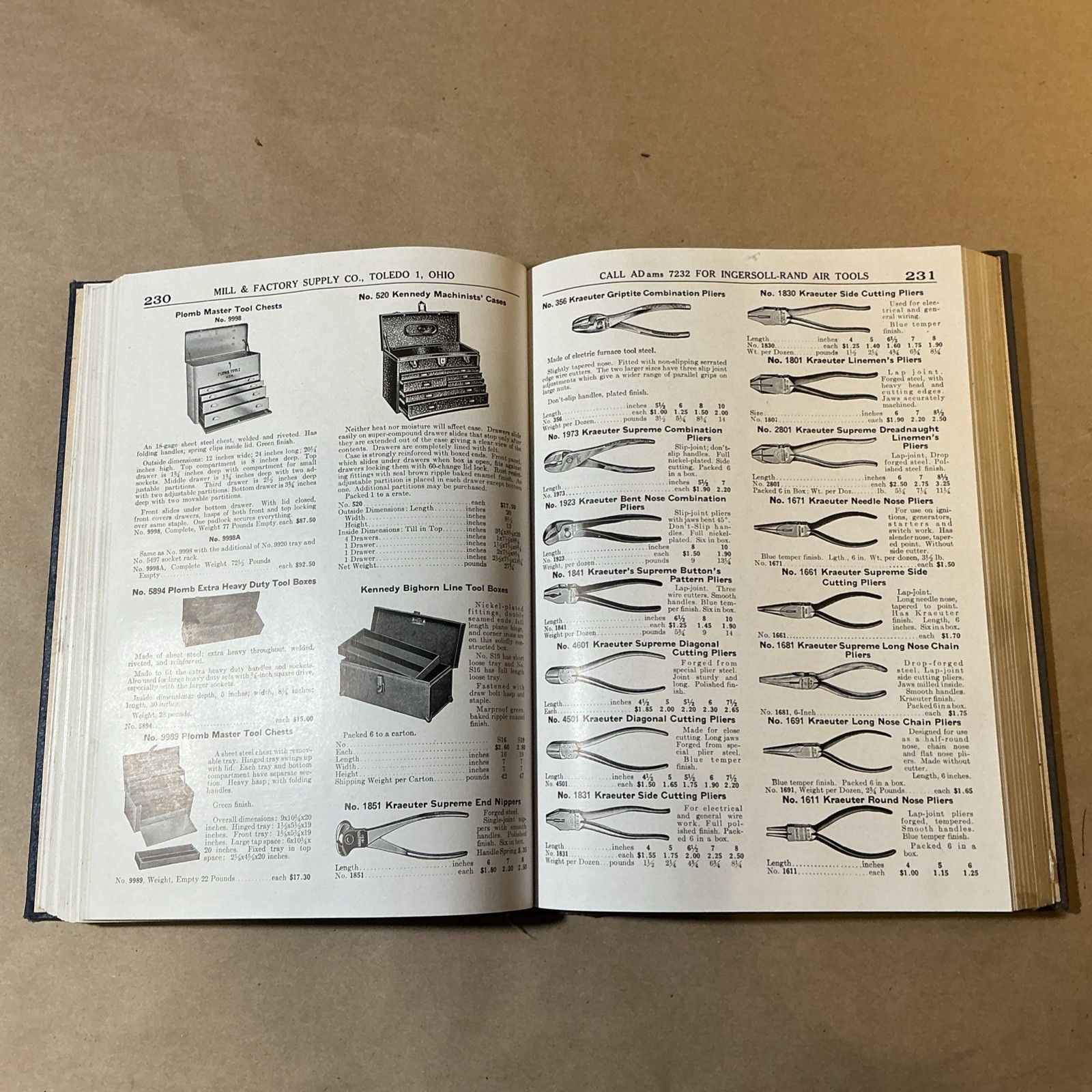 1946 Mill & Factory Supply Co. Industrial Supply Catalog Toledo Ohio INV-AA46