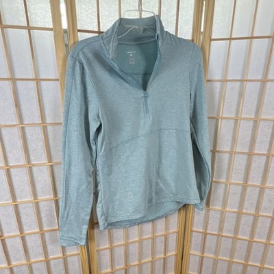 Layer 8 Quick Dry 1/4 Zip Heathered Blue Mock Neck Knit Pullover Women S