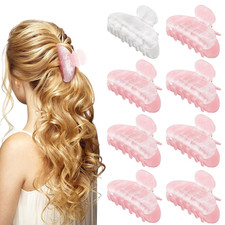 8 Pack Bridesmaid Proposal Gifts Acrylic Hair Claw Clips White Pink