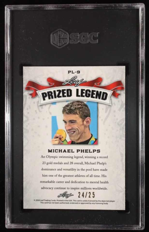 Michael Phelps 2024 Hoja Metal Lanzamiento Especial Prized Legend Silver Wave #24/25 Foto 2 de 2