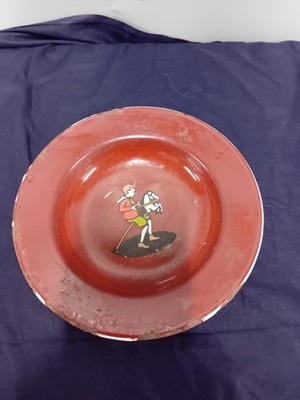 8'' Vintage Zinn Glasur Kinder Teller sieht handbemalt aus, Made by Bavaria