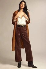 Anthropologie Colette Corduroy Pants Wide Leg Full Trouser Brown Mink Sz 27 NEW