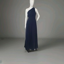 Davids Bridal Long Chiffon Dress Navy Size 12 One Shoulder Dress Gown New