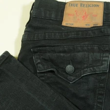 True Religion Rocco Relaxed Skinny Jeans Mens 33 Black Flap Pockets Stretch