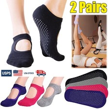 2 Pair Pilates Socks for Women Non Slip Grip, Yoga Socks with Grippers for Barre