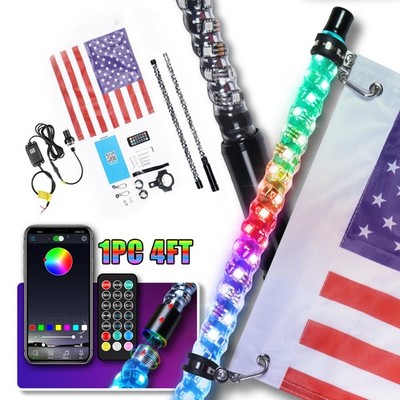 2FT 4FT Spiral LED Whip Light Antenna RGB Chasing w/ Flag Remote For Can-Am X3