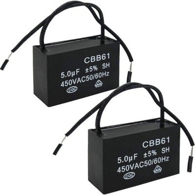 2Pcs CBB61-5 5uf 450V AC 50 60Hz Run Start Capacitor Ceiling Fan Motor 2 Wire