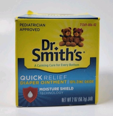 Dr. Smith's Smiths Quick Relief Diaper Rash Ointment, 2 oz. NEW 10% zinc oxide