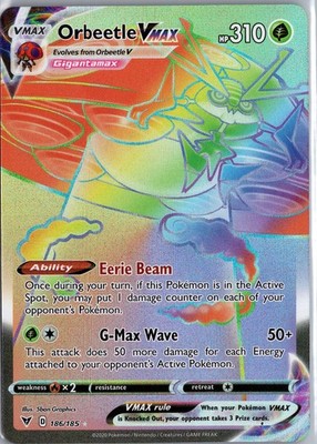 Orbeetle VMAX 186/185 Rainbow Hyper Rare Pokemon Card Vivid Voltage NM |  eBay