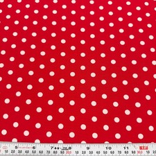 Robert Kaufman White Polka Dots on Red Cotton Fabric Remnant 10" x 44"