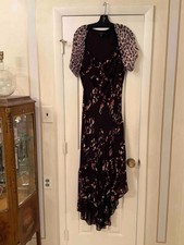 NEW ALLSAINTS HOLIDAY DRESS BLACK PRINTWITH LEOPARD SLEEVES SIZE 12 FINAL SALE