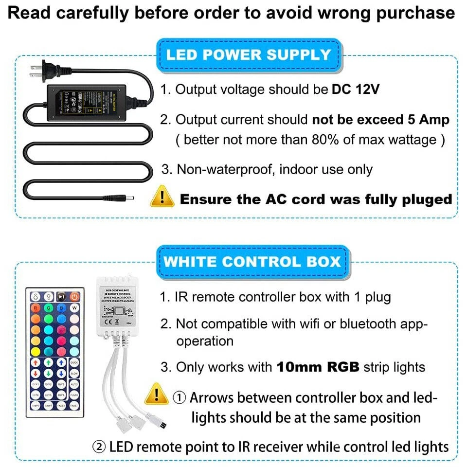 44Key IR Controller+Power Supply Adapter For 2835 3528 5050 RGB LED Strip Lights - Image 4 of 4