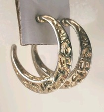 Vintage Wide Gold Hoop Earrings Etched Pattern Retro 90s Statement Chunky