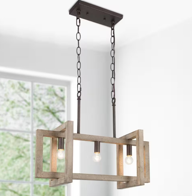 ЛЮСТРА LNC MODERN FARMHOUSE BROWN WOOD ISLAND 3-СВЕТЛО - КОРИЧНЕВАЯ БРОНЗА