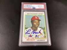1978 TOPPS #1 LOU BROCK AUTO PSA 10 AUTO GRADE - HOF, CARDINALS