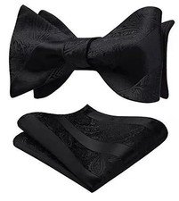 Bow Ties for Men Paisley Bowties Mens Self Tie Bow Tie and One Size A5-black