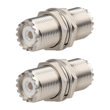 2 Pack UHF PL259 Connector Adapter UHF SO239 Female to Female Bulkhead Coax Conn