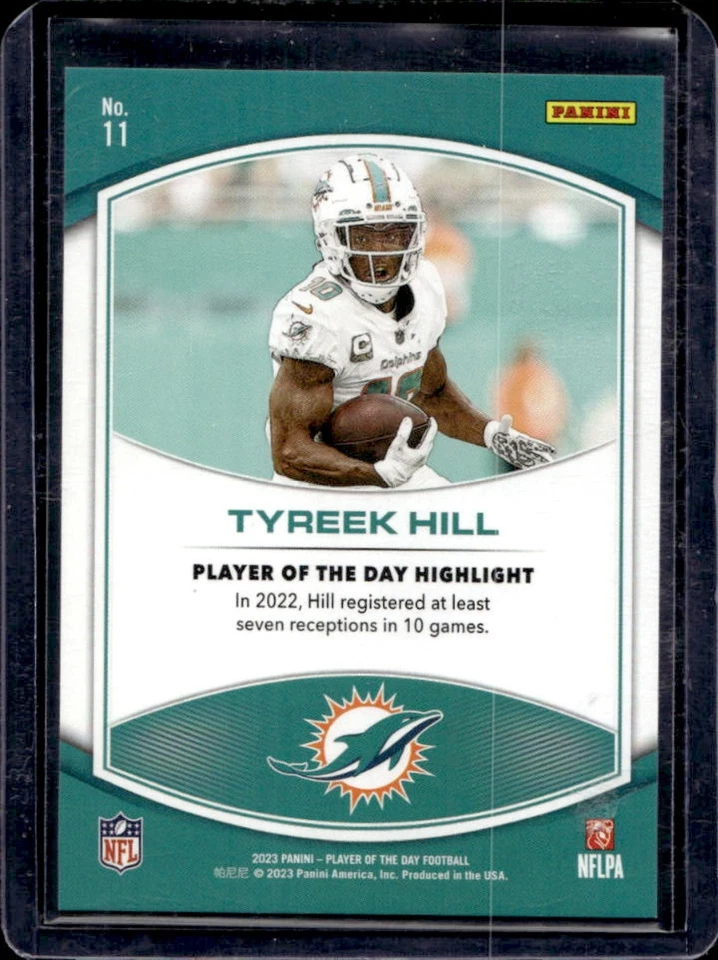 2023 Panini NFL Player of the Day Tyreek Hill Blue #/50 Dolphins - Image 2 of 2