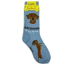 Dachshund Foozys Fun Novelty Crew Socks 1 Pair - Blue 