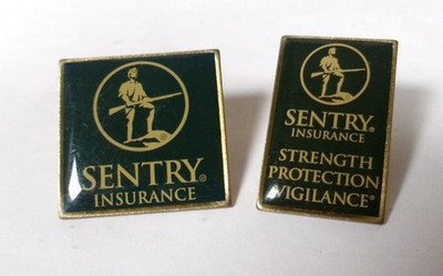 Sentry Insurance Vintage Lapel Pin Lot of 2, Black/Gold