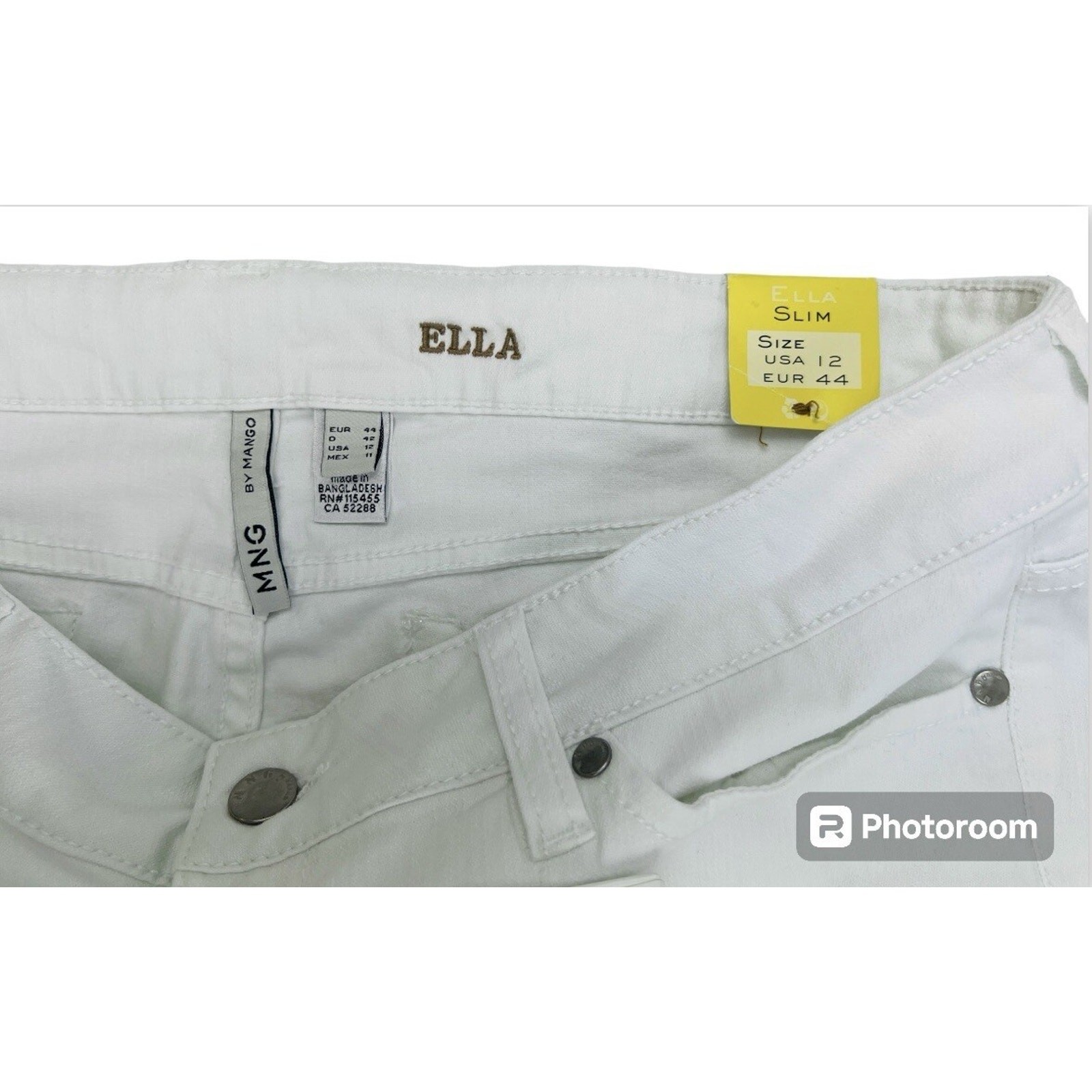 NEW MNG by Mango Ella Jeans Womens 12 White Slim Fit Low Rise thumbnail 7
